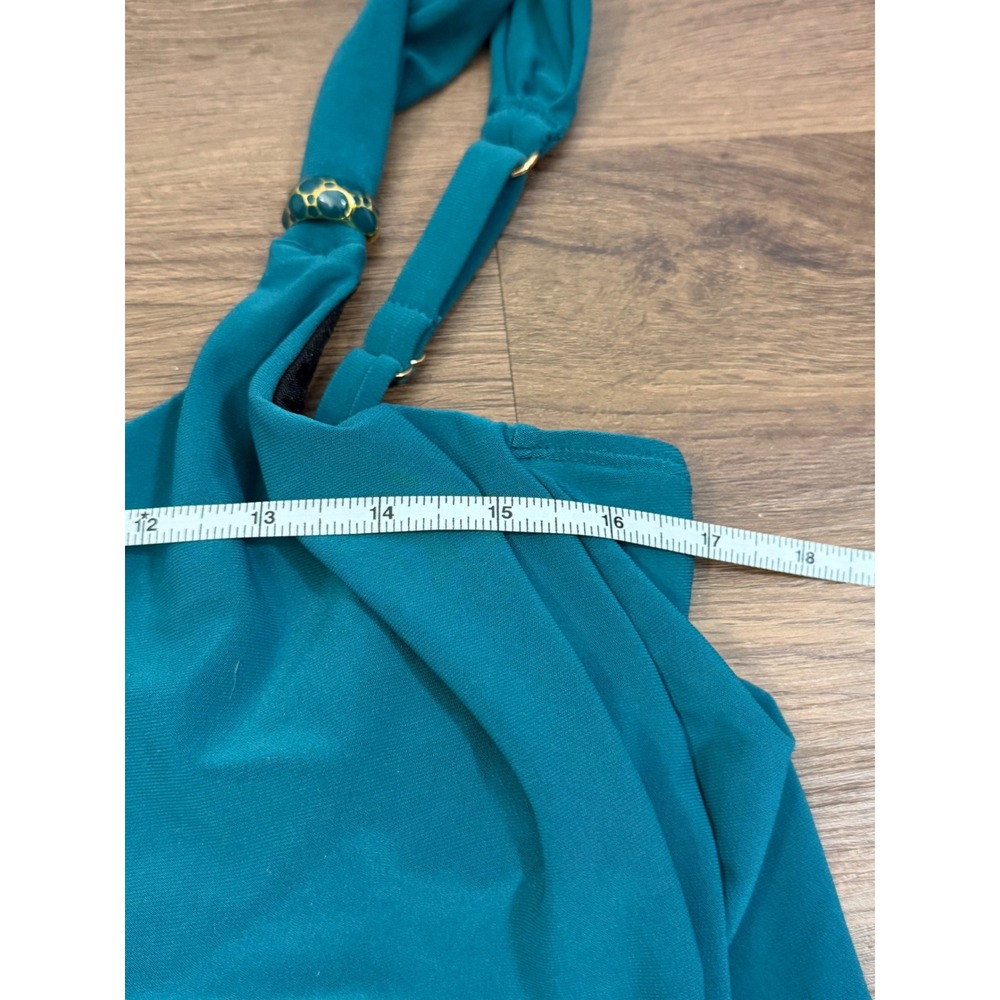 Miraclesuit Teal Draped Tankini Top Underwire Support Gold Accents Beach - Picture 6 of 7